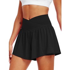 CADMUS 여성용 운동용 반바지 2 in 1 하늘거리는 러닝 스판덱스 나비 운동 테니스 치마바지 1팩: 23# 네이비 블루 XS, 1개 팩: 23# 블랙