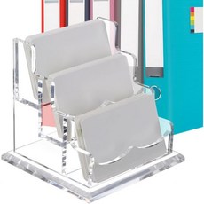 12018633 명함 거치대 케이스 꽂이 아크릴 홀더 - 카드 수납 박스 투명 디스플레이 스탠드 멀티슬롯 데스크톱 오가나이저 오피스 접수 구역 회의 공간 워크스페이스 전시회·, 수평 3 그리드.