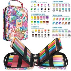 혜신 프리미엄 전문가용 유성 회화 소묘 색연필 인조가죽가방케이스, 1개, 72색