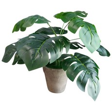 龜背芋仿真盆栽 室內裝飾擺件, 1個, 仿真盆栽 龜背芋, 綠色