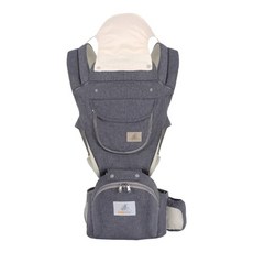 多功能三合一嬰兒腰凳背巾背帶, 深灰-護頸款無盒子(現貨)12種背法