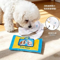 Blue House 狗狗啃咬抽紙巾玩具 模擬發聲, 模擬多巴胺發聲抽紙玩具, 1個