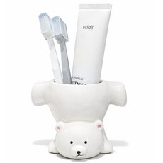 PICKAUES 곰돌이 도자기 욕실 칫솔꽂이 칫솔 면도기 거치대 걸이, 1개, 어른베어 W