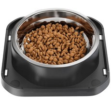 퍼니플라스 스테인리스강 개밥 작은 개 고양이를 위한 방수 기본 2컵 사료 및 물그릇 미끄럼 방지 강아지 공급기 물을 먹이는 고양이 밥그릇 별빛 회색, Single, Starry Gray