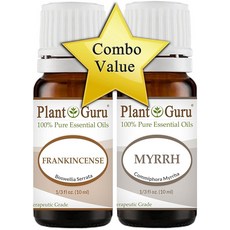 Plant Guru 유향과 몰약 에센셜 오일 10ml. 100% 순수 희석되지 않은 등급. 밸류 팩 각 1개 139539