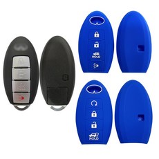 인피니티 4버튼 실리콘 스마트키케이스 QX50 자동차 커버 키링 고급 키홀더 차량용품 심플 차량, 타입1(경적) 블루