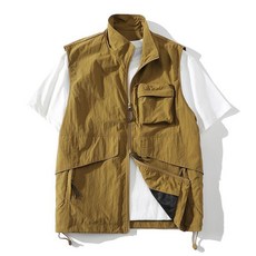 2025「夏季輕薄系列」美式速乾立領馬甲男無袖外搭痞帥背心外套