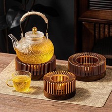 차주전자 티워머 내열유리티포트 유리티팟 캔들 받침, 19. 투명 스트라이프 만현 900ml