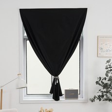 DFMEI 全遮光窗簾免打孔魔術貼出租屋隔斷簾臥室飄窗自粘小窗戶遮擋短簾, 【遮光度99%】黑色