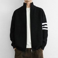 【經典耐看】臺灣出貨25秋款男裝秋冬條紋針織開衫毛衣男慵懶風綫衣外套寬鬆內搭打底高級感 不起球 舒適保暖 1210 AN