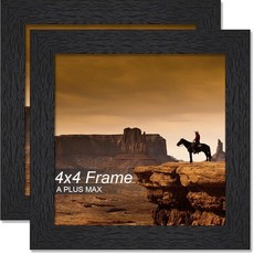 A PLUS MAX 10.2 x 10.2cm(4 4인치) 사진 액자 2개 세트 블랙 엔지니어링 목재 프레임 포스터 사진용 경량 프레임 벽용 나뭇결 - 2팩/블랙/10_15, 4x4, 2팩, 블랙_156095