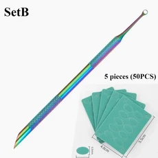 새로운 네일 더블 엔드 사용 스테인레스 스틸 서클 경 큐티클 푸셔 리무버 매니큐어 도구 아트, 09 setB