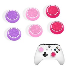 DLseego Xbox One X S PS5 PS4 PS3 플레이스테이션 듀얼센스 스위치 프로 무선 컨트롤러 스팀 데크용 썸 그립 캡 6개 부드러운 실리콘 미끄럼 방지 버튼, 핑크