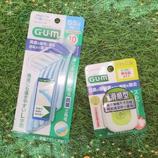 GUM牙周護理牙間刷組：L型(0SSSS' 1SSS' 2SS)10入/I型(1SSS' 2SS)20入/牙線，深層清潔牙縫，預防牙周病, 1個, L型牙間刷2SS+含蠟順滑型牙線