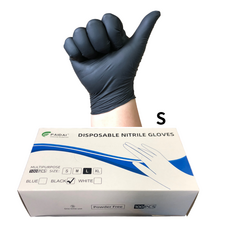 O&B 黑色NBR手套--S號100只入裝 多用途耐用型拋棄式手套 汽車美容清潔專用, 1套