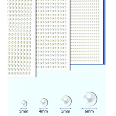 다꾸용 진주 스티커 세트 3mm 4mm 5mm 6mm 데코 파츠, 4개, 진주색
