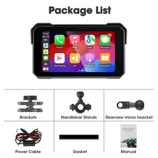 Jansite 5인치 휴대용 오토바이 네비게이션 GPS 무선 Carplay&Android Auto 모토 모니터 IPX7 방수 듀얼 블, 01 32GB, 01 Moto Carplay