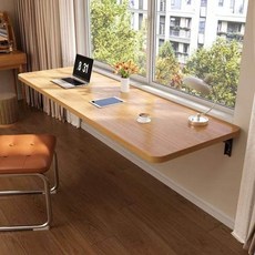 홈바 접이식 벽 테이블 무타공 1인용 창가 보조 책상, 29. 원목 내추럴 60x40cm