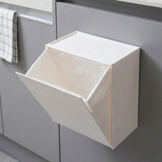 차차쿠바 무타공 욕실 주방 쓰레기통 벽걸이 휴지통 부착식 다용도 수납 정리, 1개, 화이트