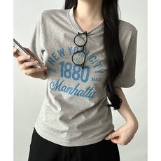 비토샵 여성용 1880 뉴욕 시티 레터링 반팔티 기본티