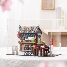 LOZ 로즈블럭 스트리트뷰 판다 찻집 미니블록조립 55종, 1252 일본식 타코야키 +조명 박스