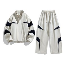 2026春季新款撞色立領運動套裝 – 男女款防風休閒外套