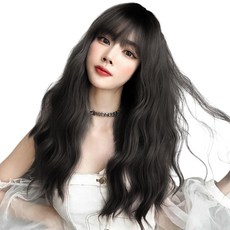 이쁘다샵 가발위드 긴머리 웨이브 패션 여성 통가발 바스카, 블랙브라운, 1개