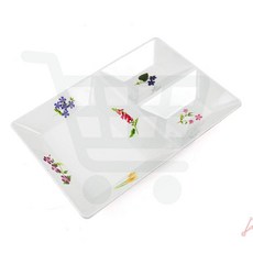 나눔접시 직사각 대 삼절접시 멜라민 식기 찬기그릇 고급 홈카페 예쁜 업소용 캠핑용