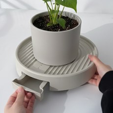 하이어데코 바퀴달린 이동식 화분받침대 원형, 1개, 크림 (2호)