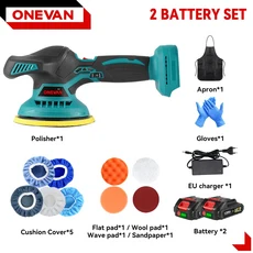 쿠쿠스토어 ONEVAN 전기 자동차 광택기 단 7000RPM 무선 왁싱 로터리 파워 툴 (마키타 18V 핀), 03 2 Battery Set, 01 CHINA, 01 유럽 ​​연합