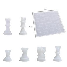 레진 체스 몰드 체스판 실리콘 공예품 제작 생일 선물, 1개, 5. L chessboard 6pcs