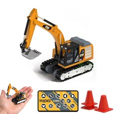 굴삭기 라디콘 1/64 스케일 손바닥 사이즈 미니 파워 굴삭기 아연 합금 몸 RC 건설 기계 2.4GHz 리모컨 Type-C 충전 기술적 인증 데스크탑 건설 차량 장난감 성인, 1개, 상세페이지 참조