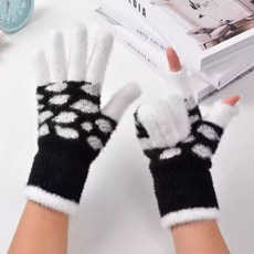 嗨購 萌糯小熊貓毛絨五指手套 女冬加厚可觸屏 學生騎行電動車保暖針織
