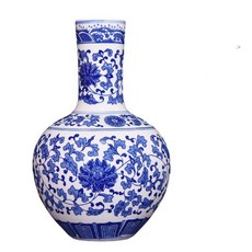大號青花瓷花瓶 中式客廳擺飾, 青花纏枝蓮天球瓶, 小號青花纏枝蓮天球瓶