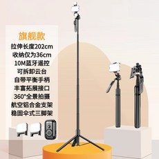 2米落地三腳架直播支架 加長自拍桿 桌面手機架 手持穩定器 藍芽自拍桿 360旋轉雲台 防抖自拍棒, 雙燈版【配D06小燈*2】, 1個