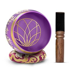 프리미엄 티베트 싱잉 볼 세트 - 네팔 사운드 및 명상 볼로 수작업으로 제작 요가 웰빙 공간 휴식을 위한 영적 장식 Himalayan Bazaar (브라운 & 레드) 1740, Purple, 4 Inches