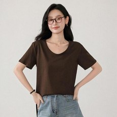 여성용 기본 이너웨어 사이드 EDT 티셔츠 반팔 여름용 U넥