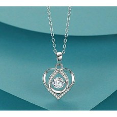 靈動心型鋯石鎖骨鍊 跳動的心 浪漫項鍊, 心型-白鑽, 1個