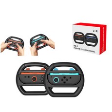 Dobe Switch OLED 瑪莉歐賽車 Joy-Con 方向盤 滑鼠握把 JC擴充手把 搖桿手把套, 1個, 二代JC非圓賽車方向盤（黑2入）