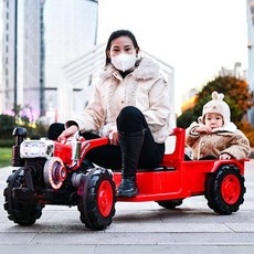 전동 경운기 장난감 중장비 푸쉬카 전동카 어린이 전동차 트랙터, 듀얼 드라이브 전기 드라이브, 빨간색 하이 엔드/듀얼 배터리/조기 교육