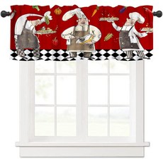 AAVEUP 주방 밸런스 커튼 빈티지 컨트리 과일 및 채소 나비 토마토 플라워 나이프 & 포크 커틀러리 밸런스 쇼트 패널 암막 트리트먼트 드레이프 다이닝 홀 거실용 137.2, 스타일-24