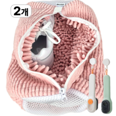 제이에스타 운동화 신발 극세사 세탁망 특 대형, 2개, ShellPink