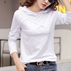 여성용 순면 후드 긴팔 티셔츠YODDS697031