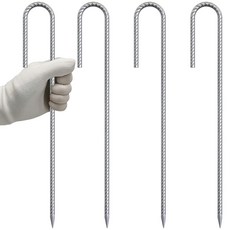 VVOKGO 트램펄린 말뚝 30.5cm12인치 앵커 높은 바람 튼튼함 12팩 U자형 타이 다운 앵커 키트 지면 캠핑 텐트 축구 네트 스윙 세트 블랙 135595, J-12 Inch-Φ1/4"-Galvanized