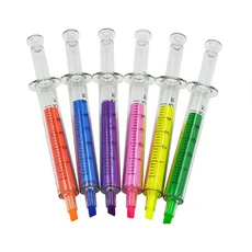 액체 주사기 인젝터 모양의 사무용 문구가 포함된 6Pcs 볼펜, 01 Mix Colors