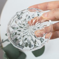 크리스탈 유리 컵받침 뚜껑 글라스 코스터 트레이