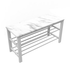 拜爾家居 大理石紋穿鞋椅 台灣製造 木板穿鞋椅 仿大理石紋鞋架 玄關收納椅, 山水白, 1個