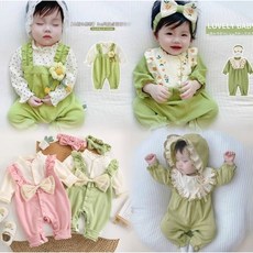 LOVELY BABY 女寶寶假兩件花朵連身裝，氣質風百日裝週歲裝