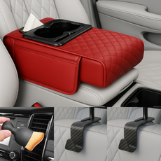 아이셀로 차량용 콘솔 박스 쿠션 수납함 컵홀더, 1개, 레드