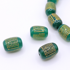 다온비즈 천연석 염주재료 원석 팔찌만들기 그린오닉스 반야심경, 1개, 그린골드